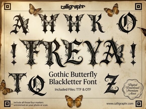 Freya: The Gothic Butterfly Blackletter Font